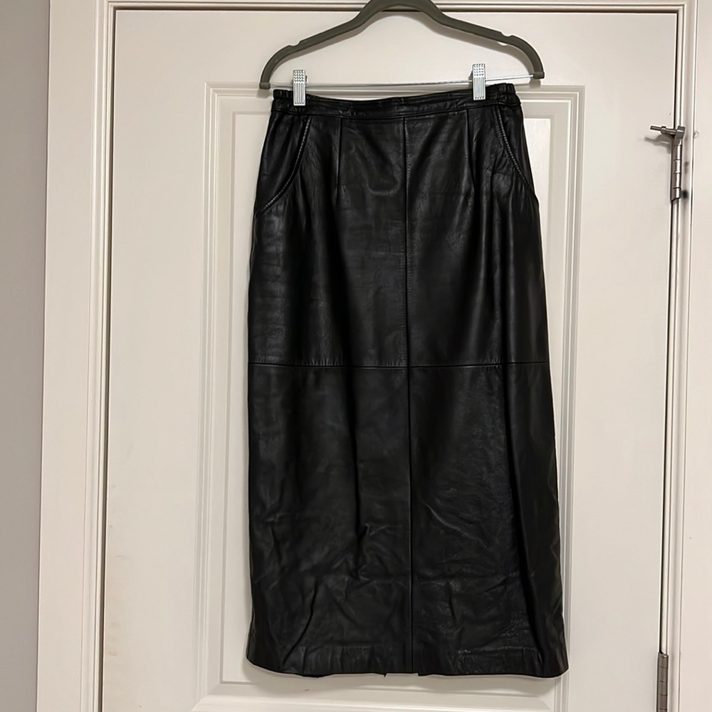 J.F.S. Signature leather 90’s vintage midi skirt size 8